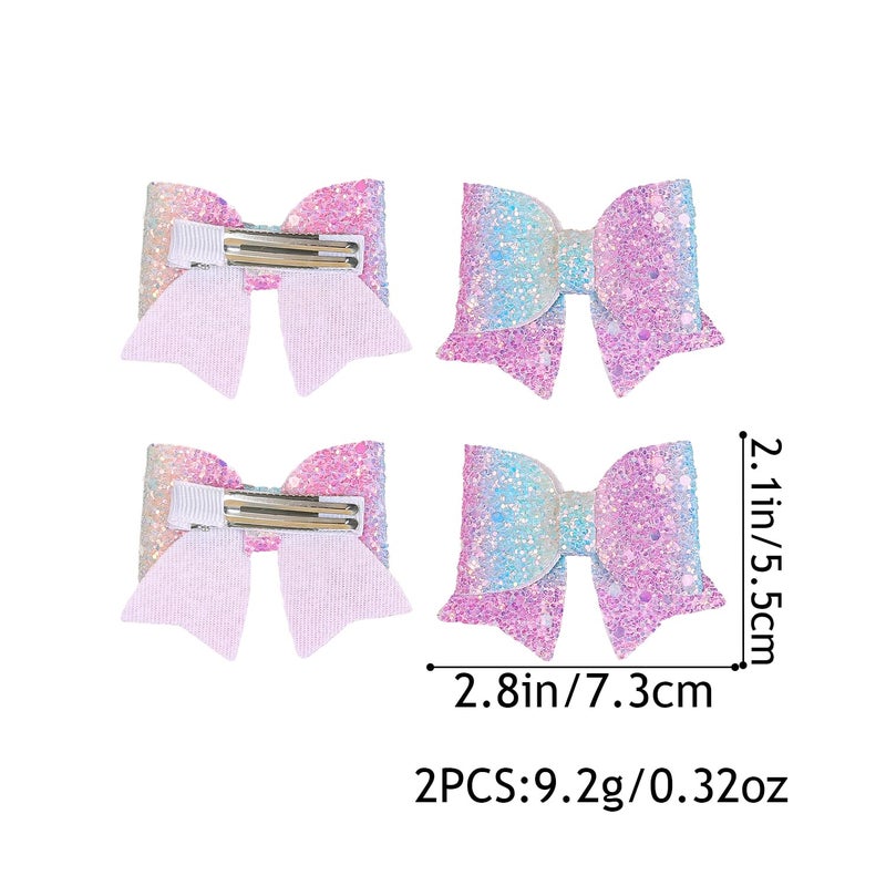 XIMA Glitter Hair Bows for Girls, 24 Piece Set with Alligator Clips, Rainbow Sparkle Hair Accessories - Image 3
